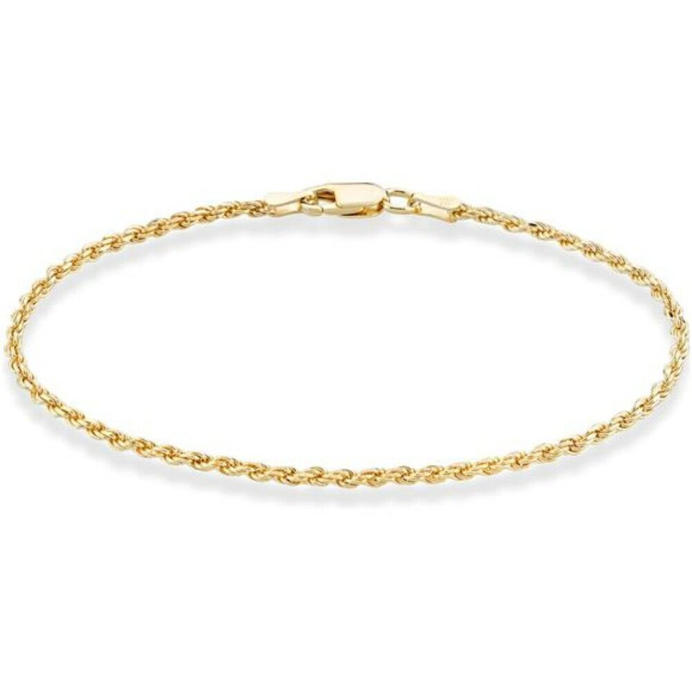 Gold Over Silver Rope Chain Anklet for Women Italian 925 Dainty Foot Bracelet